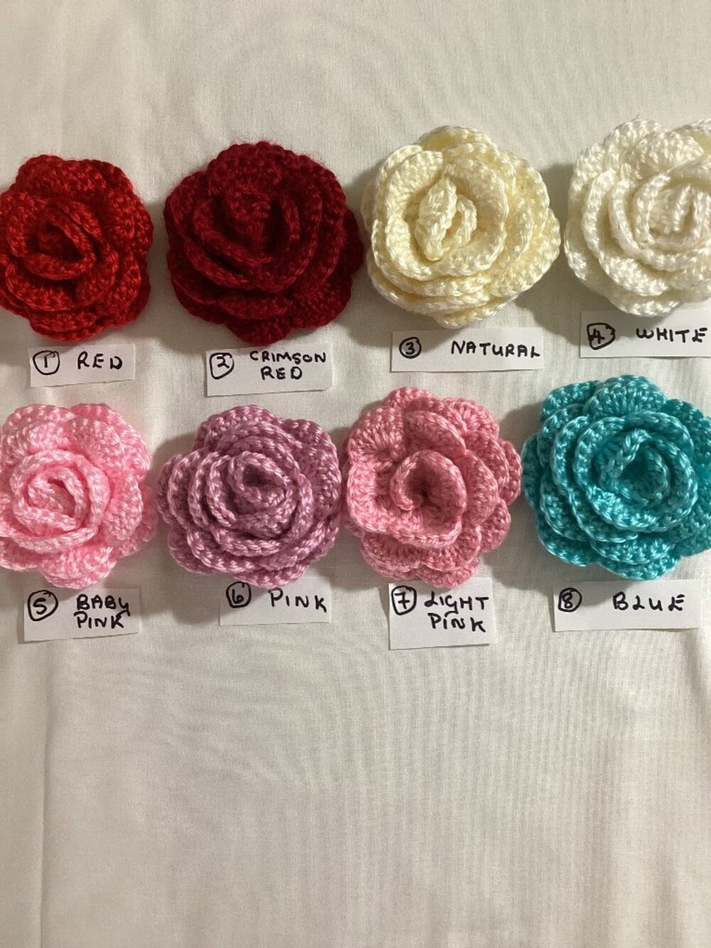 CROCHET ROSE FLOWERS 3. 5 INCHES/9 CM